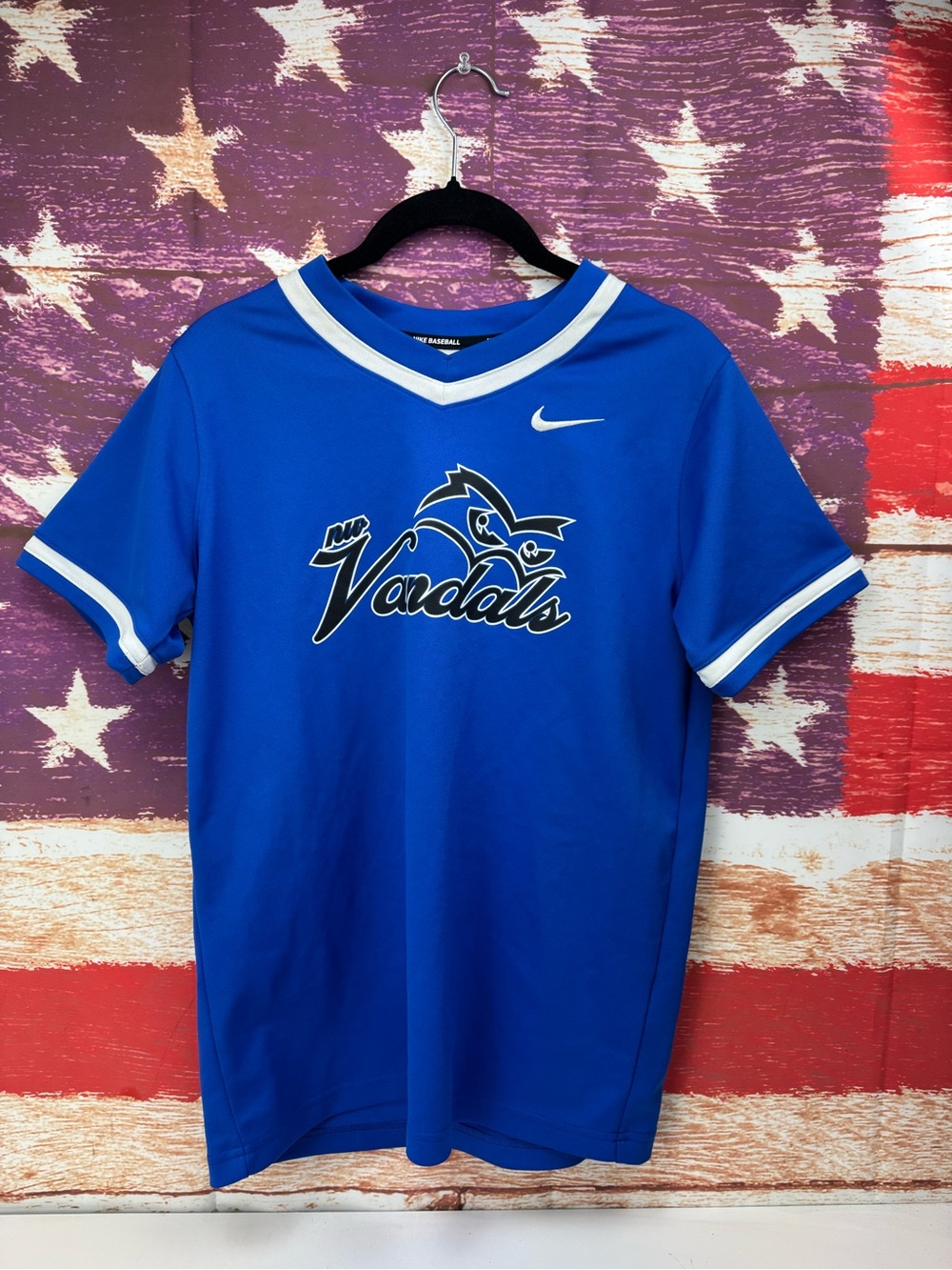 Nike Vandals Baseball Jersey Youth Boys L Royal Blue Short Sleeve